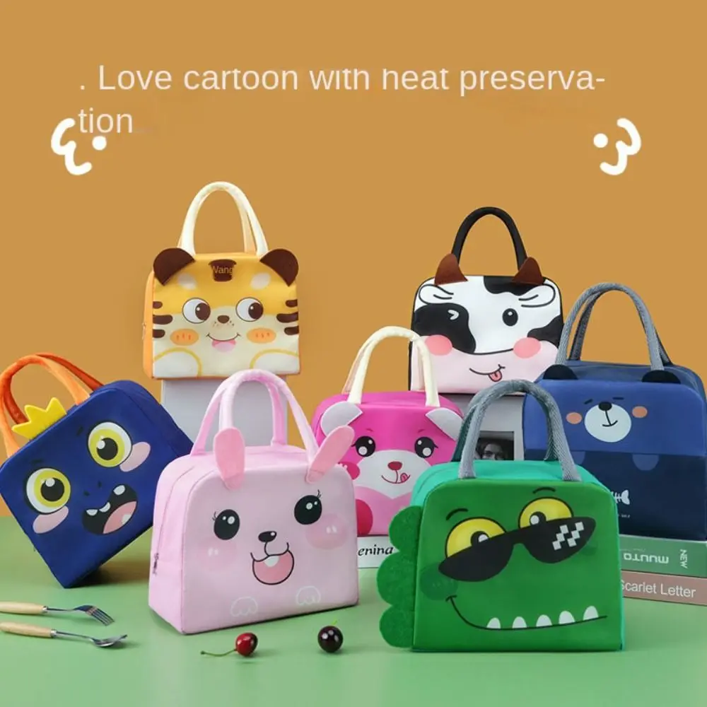 Portable Cartoon Stereoscopic Lunch Bag Thermal Thermal Bag Insulated Lunch Box Bags Lunch Box Accessories Oxford Cloth Tote Bag