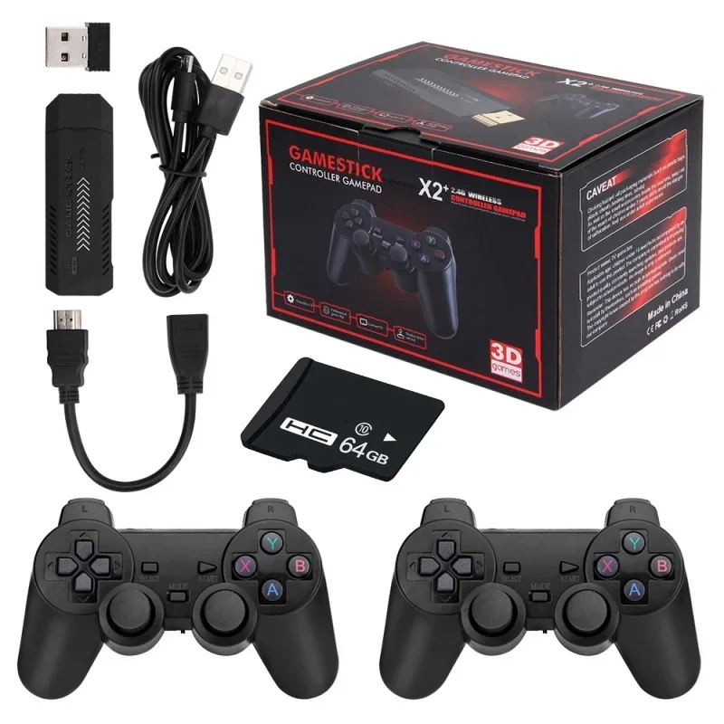 X2 Plus Retro Game Console 128G - 41000 Games, Multi-Emulator for PSP/PS1/MAME with Wireless Gamepads