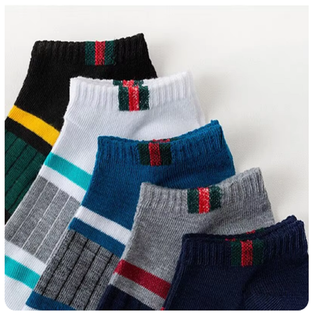5 pares de calcetines náuticos informales para hombre, calcetines simples absorbentes del sudor, transpirables, barra Vertical, barras paralelas, calcetines de tubo