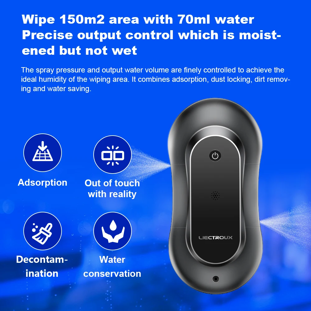 Робот для мытья окон Liectroux YW810, двухсторонний распылитель воды,умная память, лазерный датчик, робот-очиститель окон