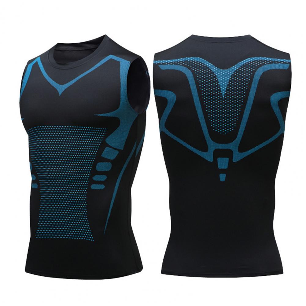 Bauchformende Weste für Herren, hohe Elastizität, Herren-Sportweste für Fitnessstudio, Laufen, Basketball, schmale Passform, O-Ausschnitt, Kompressions-Tanktop