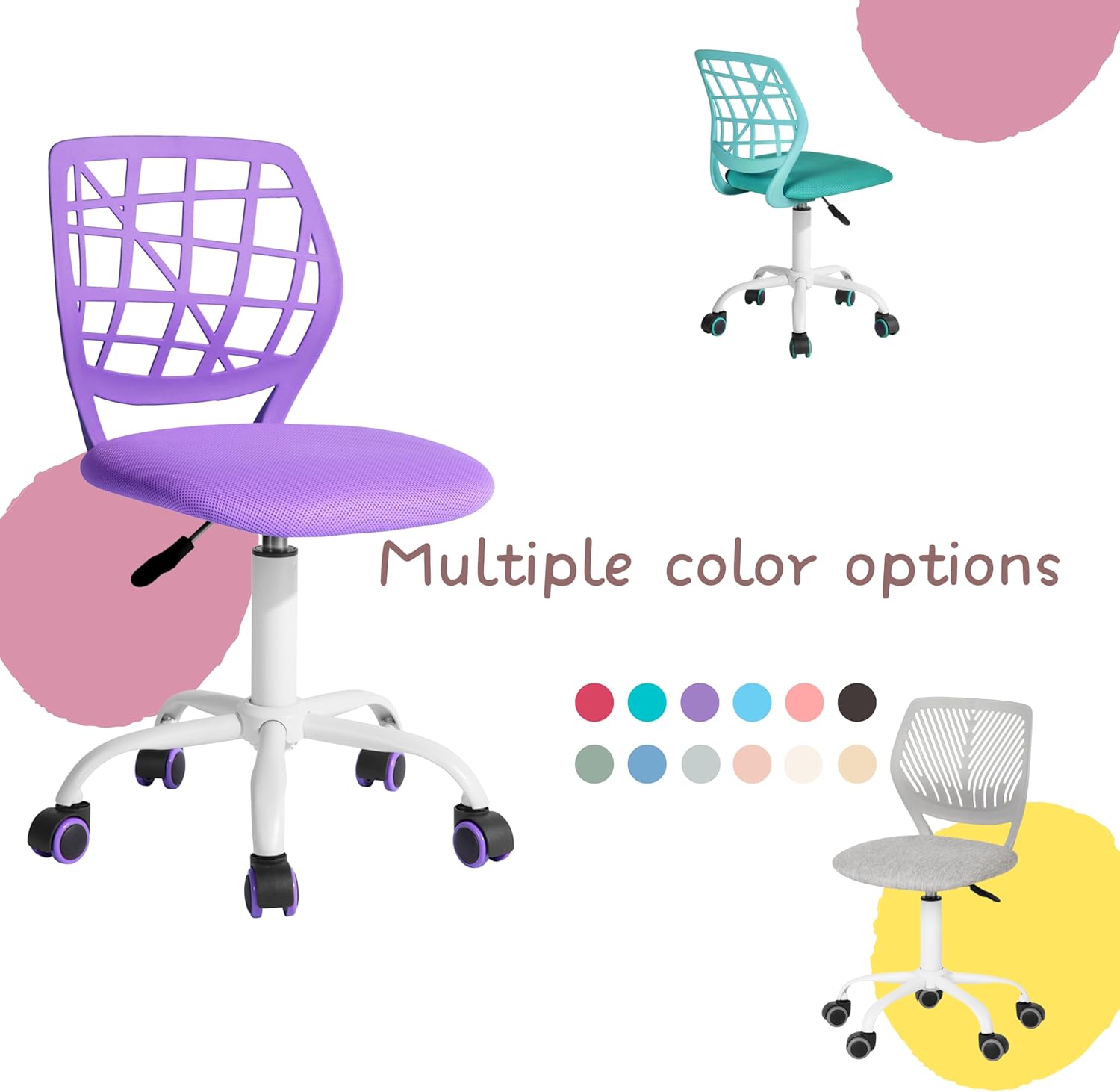 Gaming para niños, Oficina, Gamer, de Escritorio, diseño Moderno ergonómico, sin Brazos, Ajuste