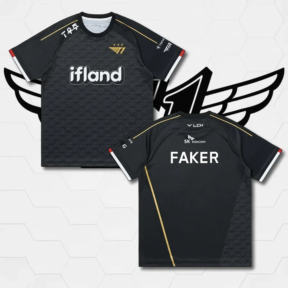 2024 リーグ・オブ・レジェンド S14 グローバル決勝 SKT T1 チームユニフォーム Tシャツフェイカー同じスタイルの服 LOL ゲームフェイカージャージ Tシャツ