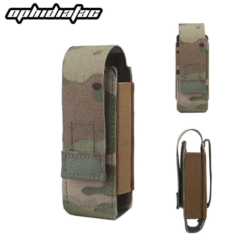 OPHIDIAN-bolsa de pulverización de pimiento Molle para caza, bolsa multiusos elástica de 9mm, soporte para linterna, chaleco de caza, accesorios para cinturón