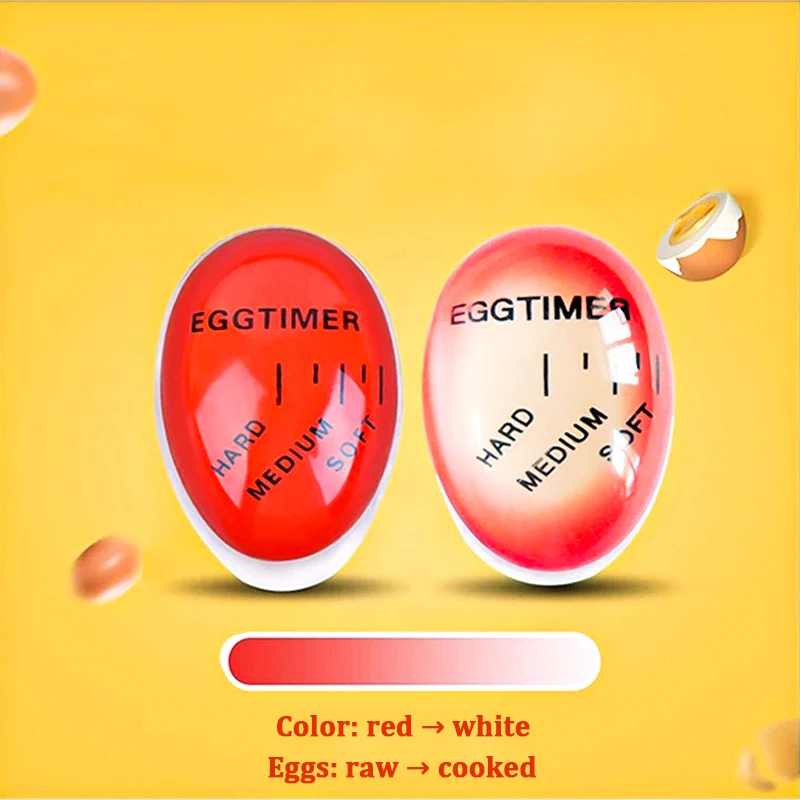 FAIS DU 2pcs Color Changing Egg Timer Cooking Resin Perfect Boiled Eggs By Temperature Kitchen Helper Egg Timer Red timer tools