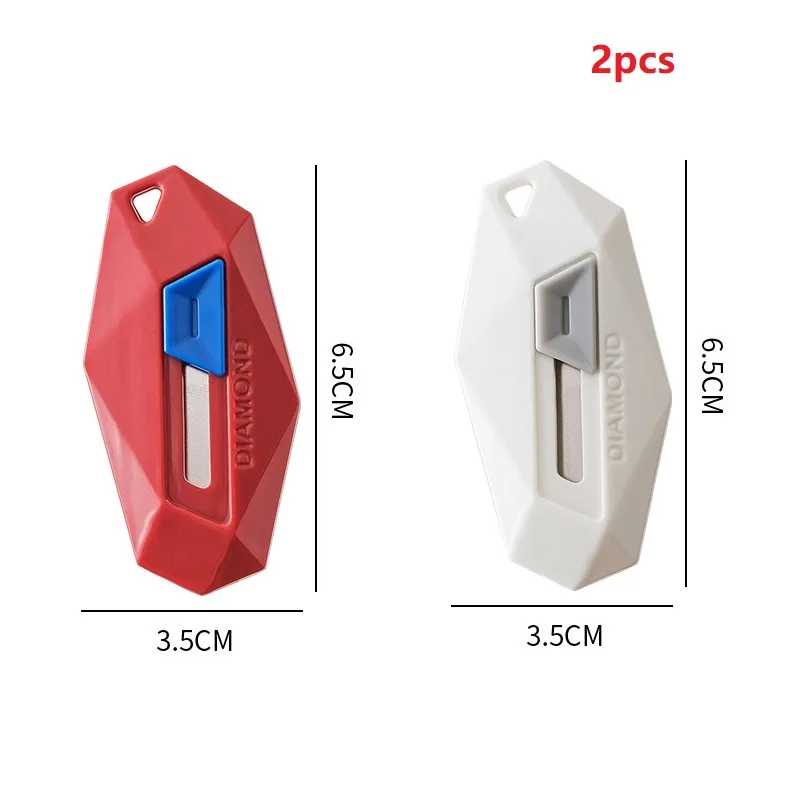 Anti-Stick Magnetic Mini Box Opener - Utility Knife with Safe Round Tip, Diamond Design, Ideal for Parcels and Package Opening