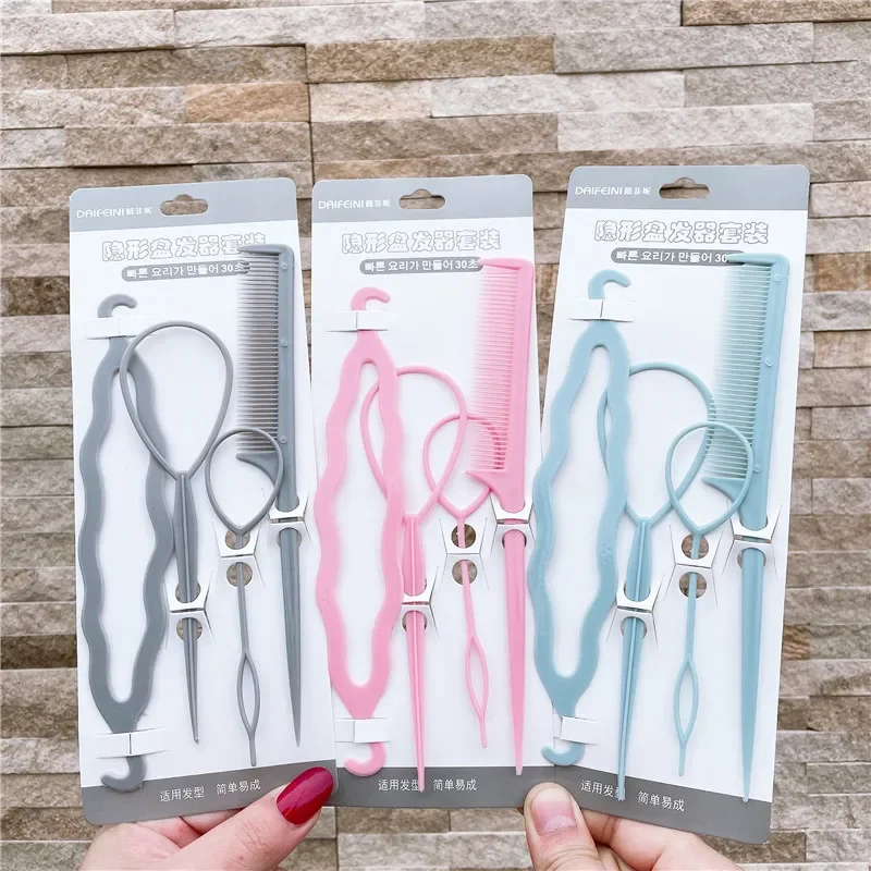 4 unids/set de herramientas mágicas de peinado para niñas, trenzador de pelo, horquilla, pasadores de moño torcido, pinzas para el cabello para mujeres, peluquería de bebés