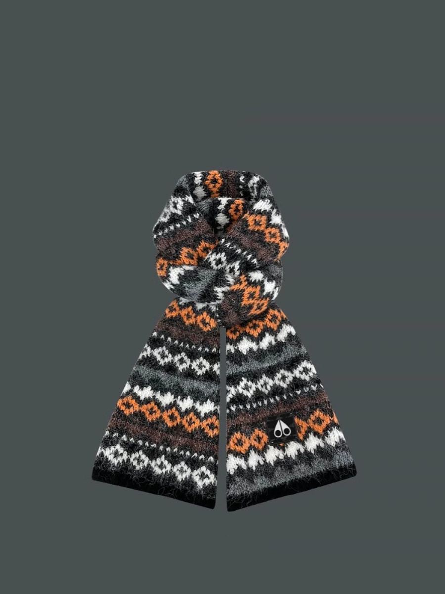 ムースキングシップ 2024 新ヴィンテージ刺繍カラーブロックニットスカーフ女性暖かいカレッジスタイルトレンディなスカーフファッションアクセサリー