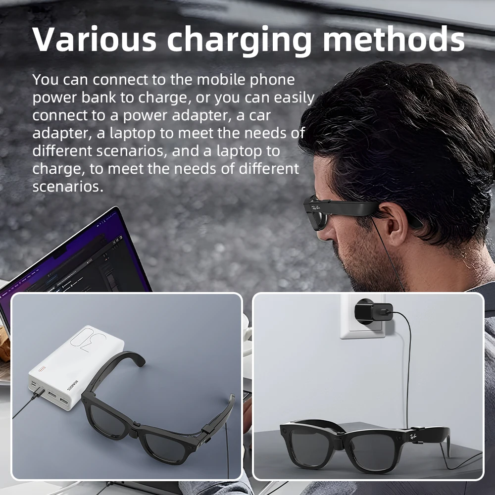 HIBLOKS For Ray-Ban Meta Wayfarer/Skyler/Headliner (GEN1 &GEN2) Glasses Charging Cable For RW4006 RW4008 RW4012 Portable Type C