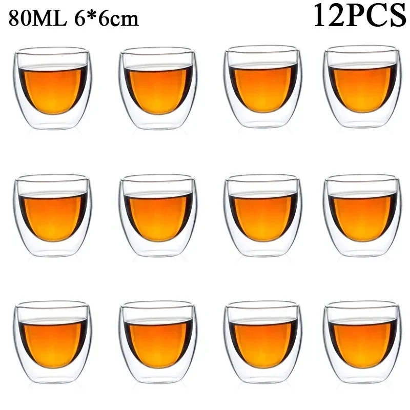80ml/150ml 2-18 Stück doppelwandiges Glas Kung Fu Tee tasse transparente Kaffee Milch Wasser becher High Boro silikat Glas Trink geschirr Teese rvice