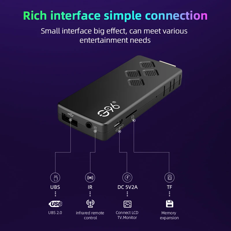 G96 ad alte prestazioni android 13.0 8k ATV H313 2GB RAM 8GB ROM Q2 smart TV Stick telecomando a infrarossi tv stick Dual Wifi