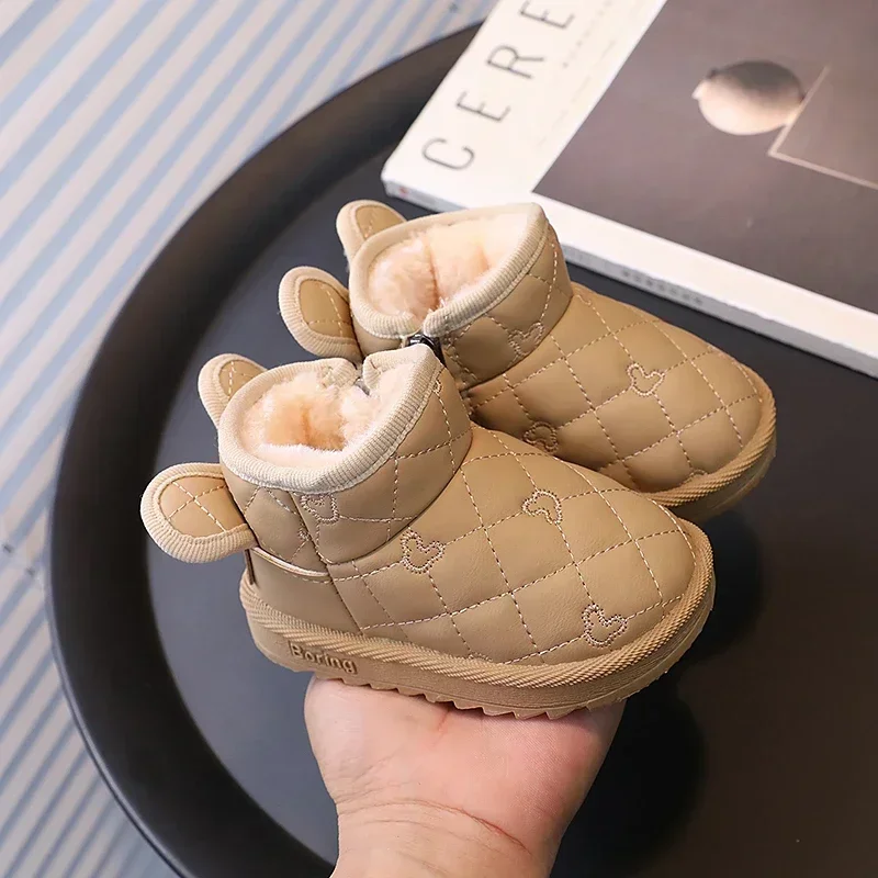 เด็กทารกหญิงรองเท้าบู๊ตหิมะเด็กฤดูหนาวรองเท้าเด็กกลางแจ้ง WARM Plush รองเท้ากันน้ํา Windproof ทารกรองเท้าผ้าฝ้าย