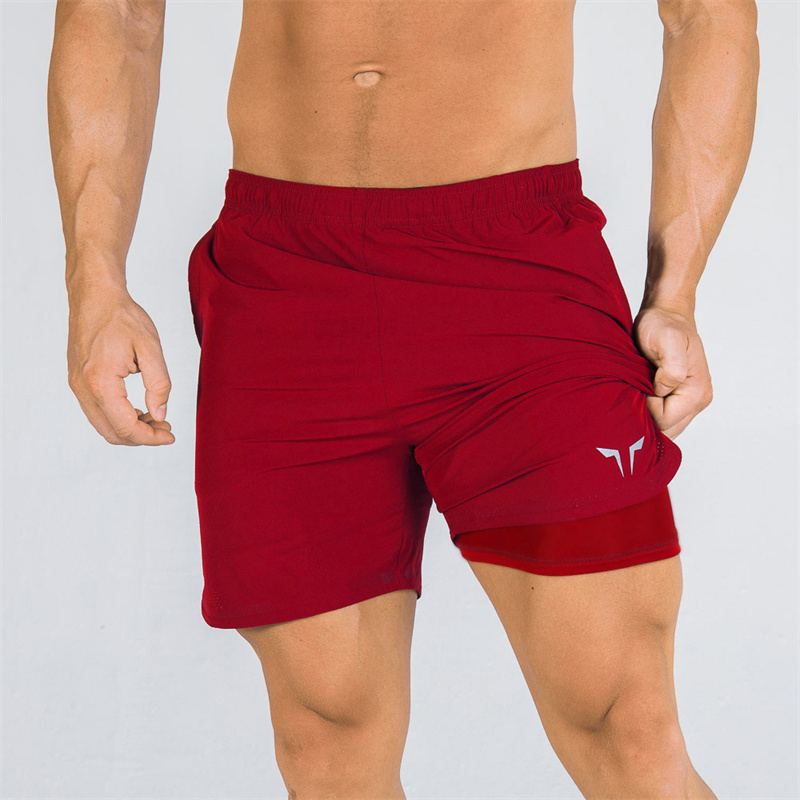 dubbeldeks fitness sportshorts heren zomer slank sneldrogend ademend geweven shorts heren joggingbroek training gymkleding