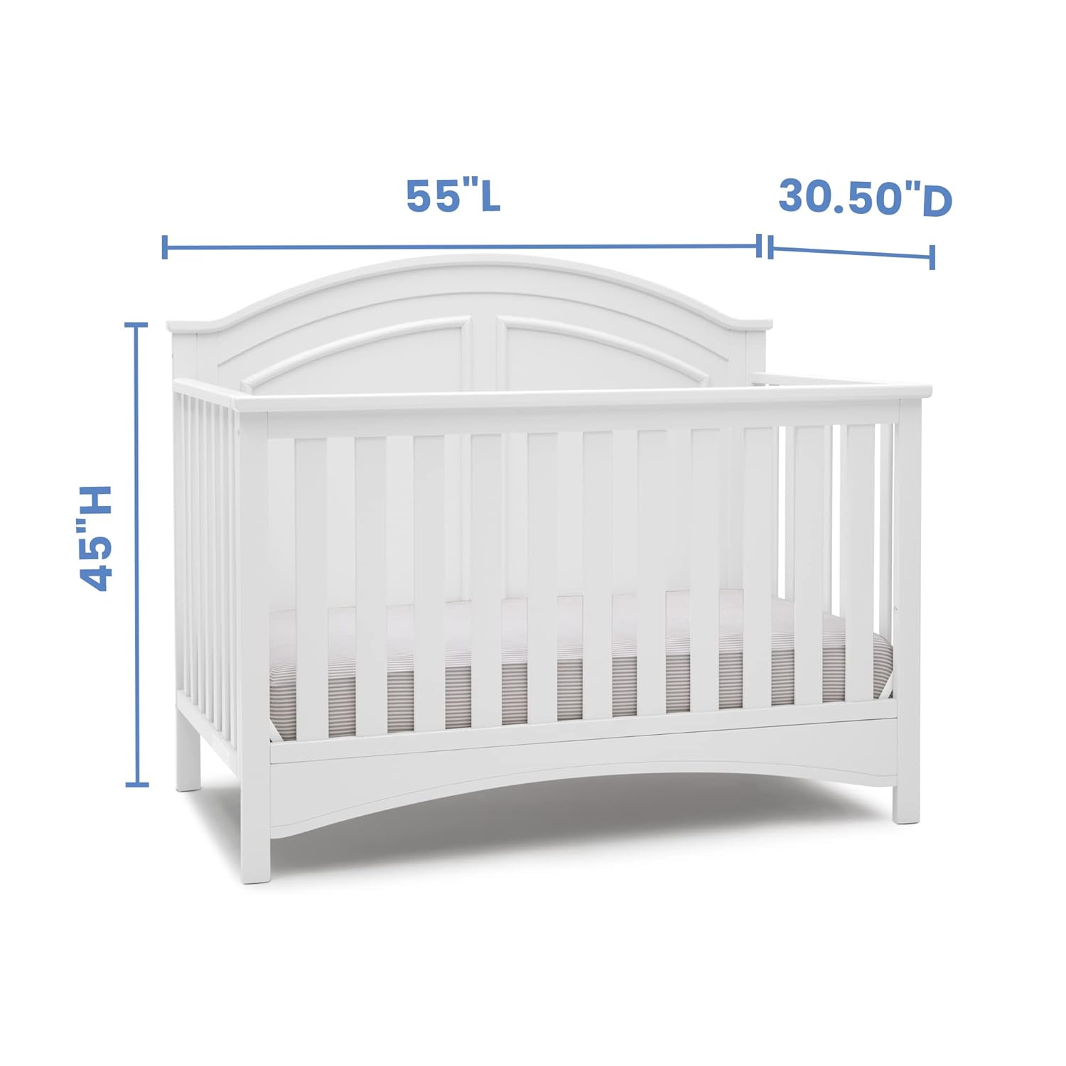 Delta Children Perry 6-in-1 Convertible Crib Gold Certified, Bianca White