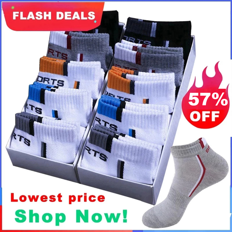 10 pares de calcetines tobilleros de alta calidad para hombre, calcetines deportivos de algodón transpirables, calcetines de malla informales atléticos de verano de corte fino corto Sokken talla 38-48