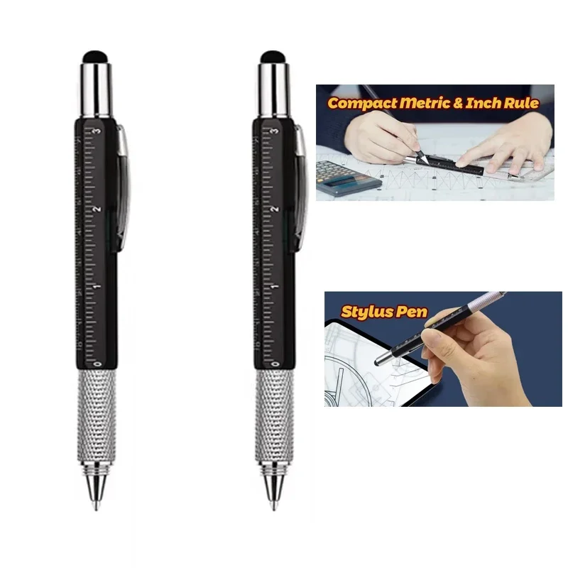 7 in1 Multifunction Ballpoint Pen with Modern Handheld Tool Measure Technical Ruler Screwdriver Touch Screen Stylus Spirit Level