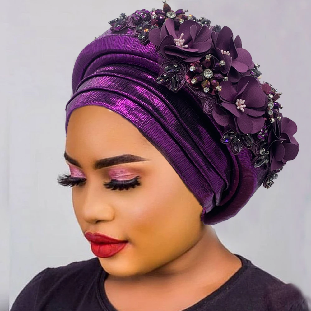 Wykwintny bukiet afrykański damski turban czapka gotowy do noszenia Nigeria Auto Gele nakrycie głowy kobiece modne nakrycia głowy Turbante Mujer