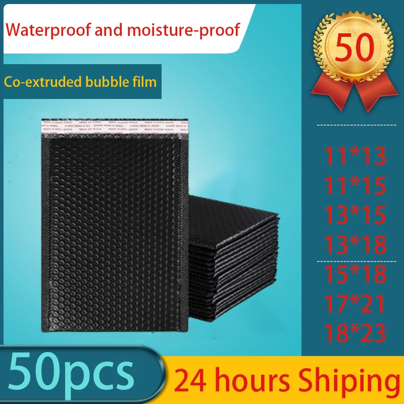 50 teile/los schwarz Blase Film Umschlag Tasche Geschenk Verpackung Tasche Anti-squeeze Express Tasche Verdicken Produkt Verpackung Umschlag Tasche