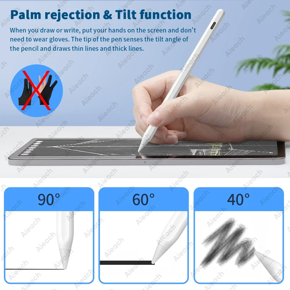 For Apple Pencils Bluetooth Stylus for iPad 2018-2025 Write Draw For Apple Pencil 2 iPad Pen with Tilt Sensing Palm Rejection