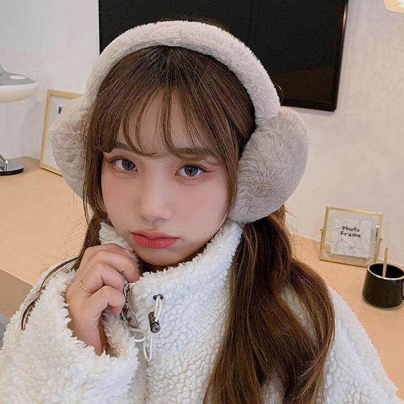 女の子と女性のためのバーガーシェイプヘッドフォン,非常に柔らかいカシミアと無地のアクセサリー,フェイクファーイヤーフラップ付き
