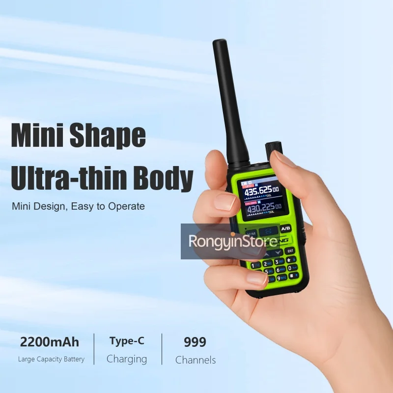 UV 5R Mini Baofeng Walkie Talkie Bluetooth 5W carga de doble banda VHF/UHF USB-C se adapta a todas las operaciones de equipo para campamento de seguridad de hotel