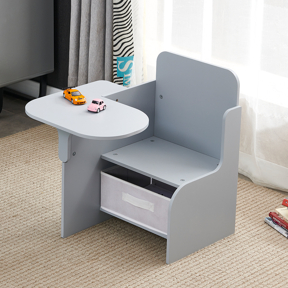 BonChoice Kids Table and Chairs with Storage Bin Wooden Toddler Table and Chairs Sets 2 in 1 Children Chair Desk for Study