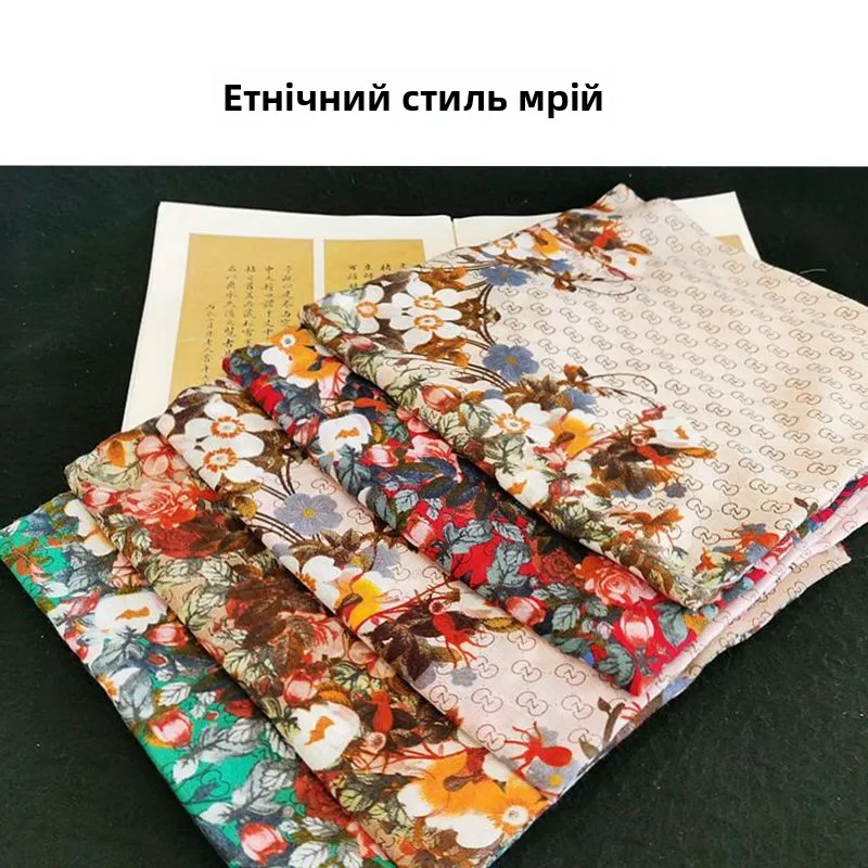 Large Size awl Ethnic Sle Women's Scarf Desert Travel Sunscreen Windproof Cotton Material Floral Print Summer Scarf
