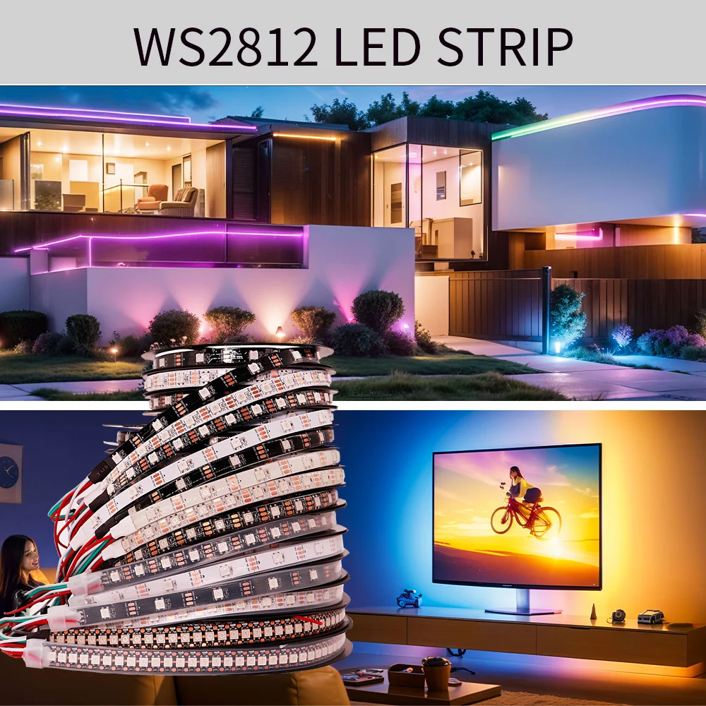 WS2812B Smart RGB Dây Đèn LED WS2812 Riêng Lẻ Addressable Đèn LED 30/60/144 Đèn LED Màu Đen/Trắng PCB chống Thấm Nước IP30/65/67 DC5V