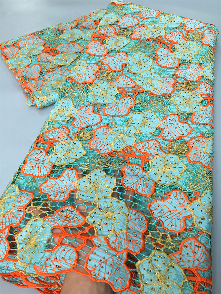 女性のためのアフリカのナイジェリアのレース生地,スイスの綿,刺繍レース,高品質,スイス,イブニングドレス,2.5ヤード,4022