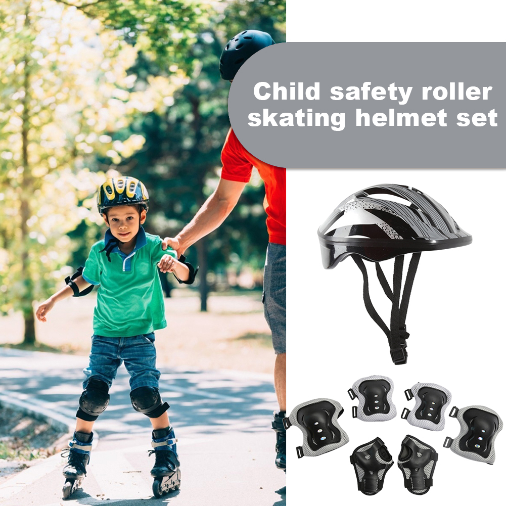 7 Stück Sicherheits fahr schutz ausrüstung verstellbar Kinder Skateboard Roller Helm Set atmungsaktiv 48-55cm für Jungen Mädchen 5-12 Jahre