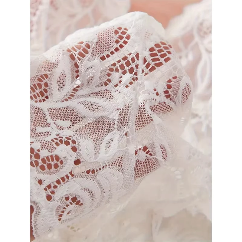 Lencería Sexy roja transparente, ropa interior para mujer, ropa de dormir transparente, camisón de encaje y bragas, conjuntos de Pijamas, camisón Sexy para mujer