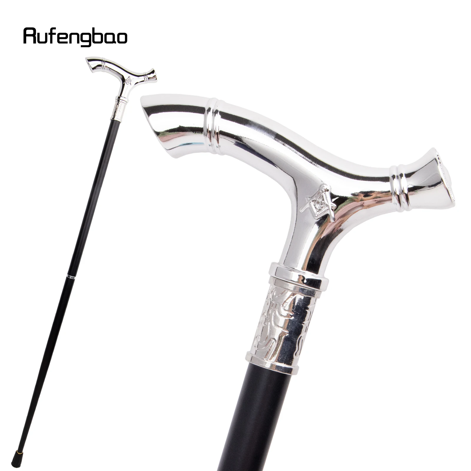 Bastón para caminar con relieve de tótem VG, masonería blanca, bastón para caminar a la moda, perilla de Crosier para caballero, bastón para caminar de 93cm