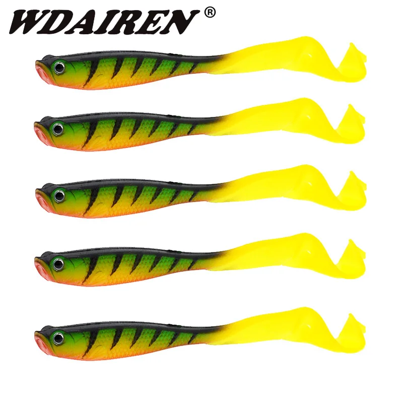 3 unids/lote cebo suave de silicona de cola larga para peces 12cm 6,5g plantillas Wobblers señuelos cebos de goma artificiales lubina Swimbait aparejos de pesca