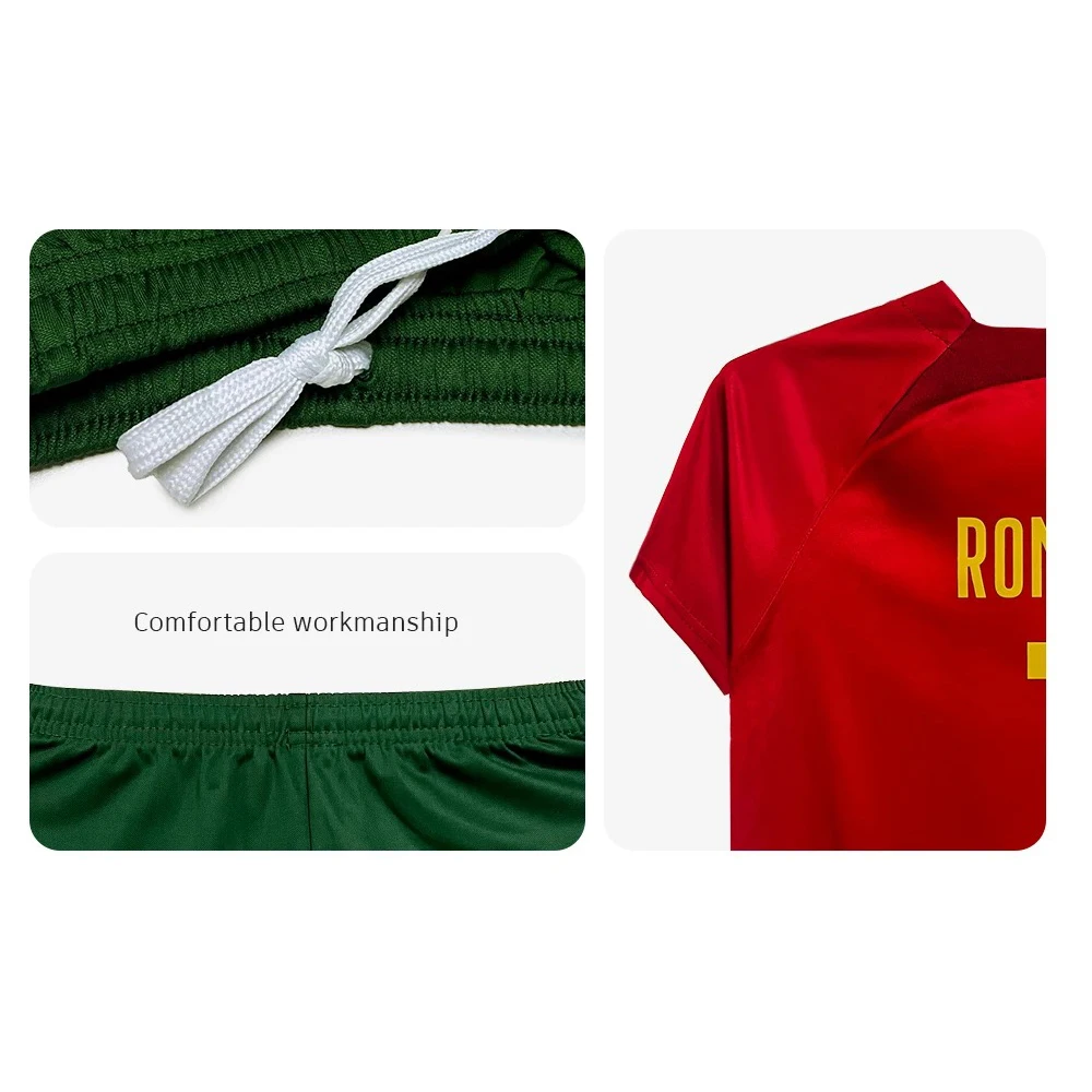 เสื้อฟุตบอลเด็ก 7 ฟุตบอลแฟนกีฬาสําหรับชายหญิงเยาวชนเสื้อฟุตบอลและกางเกงขาสั้นถุงน่องชุดสําหรับ 4-14 ปี