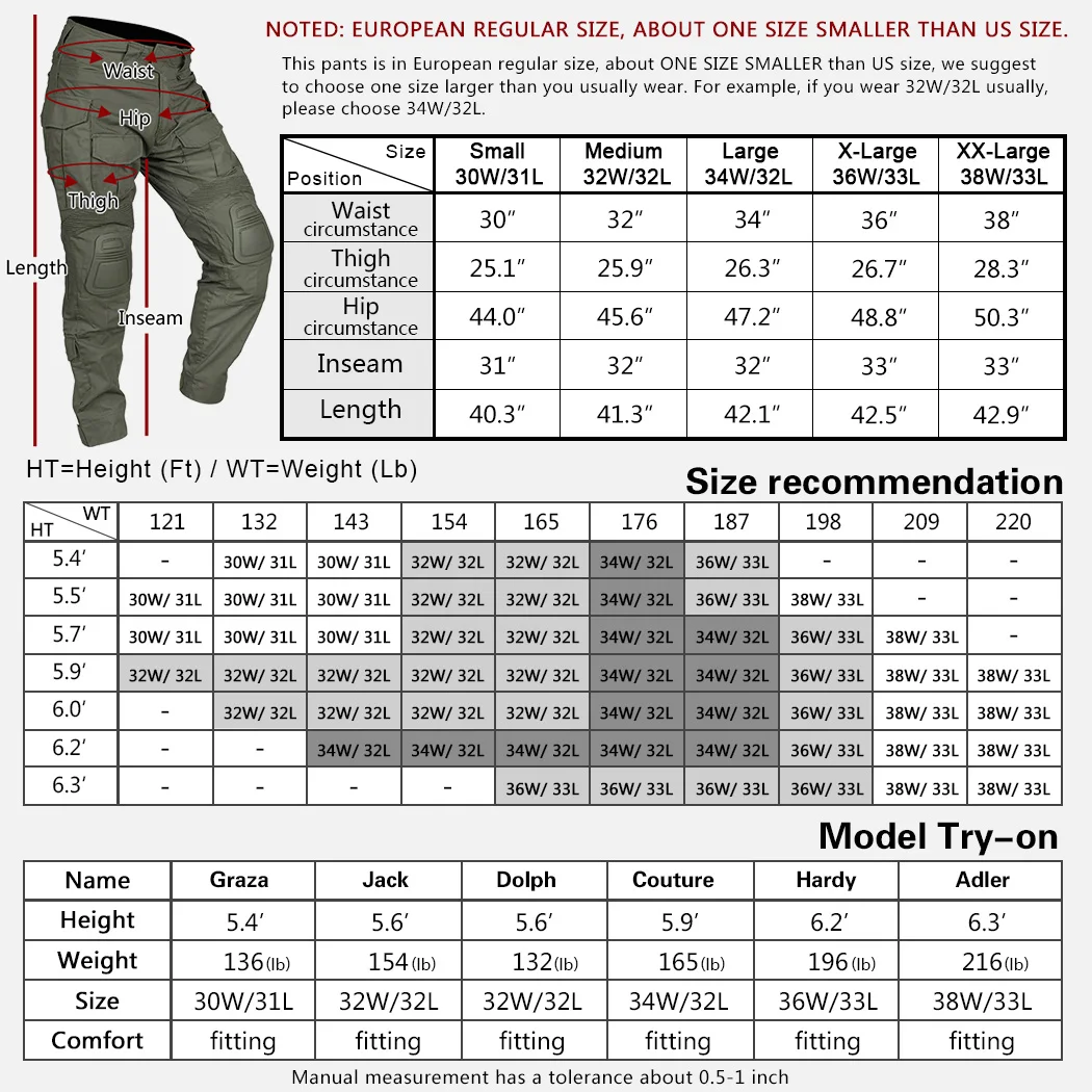 IDOGEAR G3 Pantalones de combate con rodilleras Pantalones tácticos Gen3 Range poliéster de algodón verde 3201