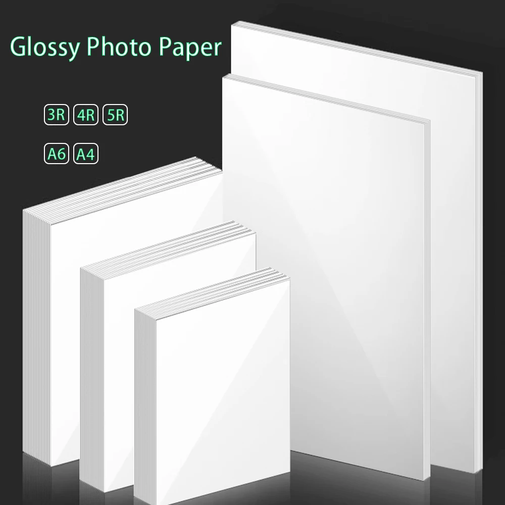 Carta fotografica lucida da 6 pollici A4 3R 4R 5R A6 di alta qualità 100/20 fogli ad alta lucentezza ad asciugatura rapida per stampante a getto d'inchiostro a colori Canon Epson HP