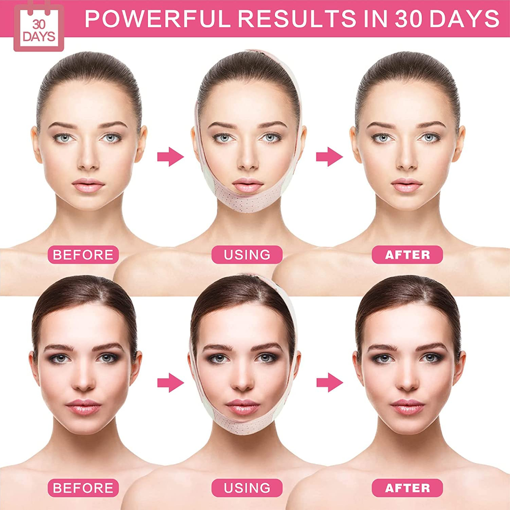 Correa reductora de doble barbilla, cinturón de Estiramiento Facial reutilizable, vendaje elástico adelgazante para cara, línea en V, correa antiarrugas Facial para mujer
