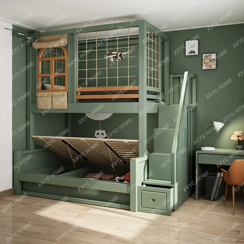 Double Storage Space Children Beds Loft Foldable Bunk Slide Children Beds Design Mueble Infantil Bedroom Furniture