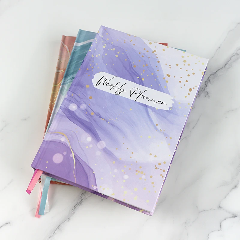 Diario de reunión de negocios personalizado, cuaderno de lujo, diario de viaje, tapa dura impresa, planificador de semana para S