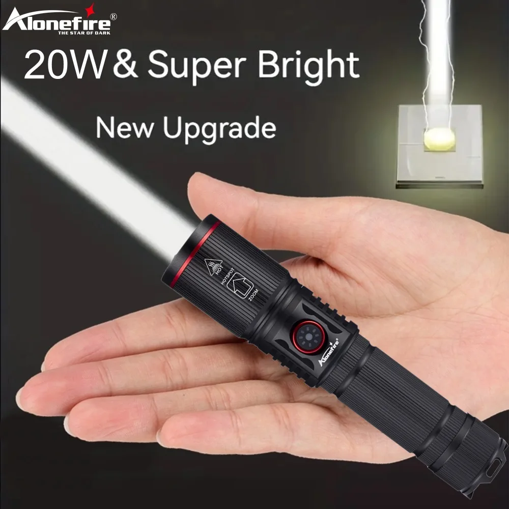 Zoom 20W LED Strahl Licht High Power Taschenlampe USB Aufladbare Outdoor Leistungsstarke Taktische Camping Jagd Angeln Wandern Taschenlampe