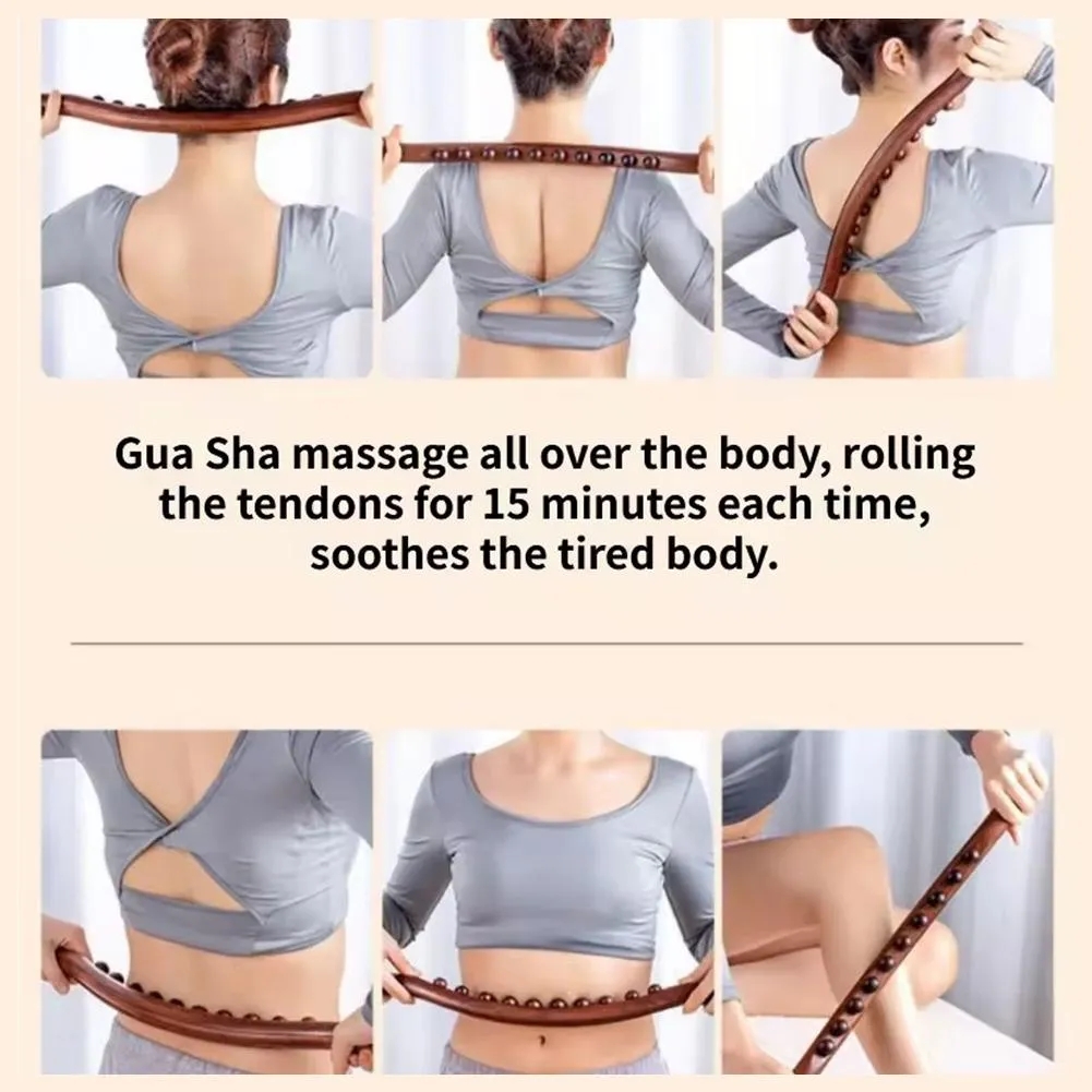 ไม้ GuaSha Stick Beech ไม้ Therapy กลับไหล่คอเอวเครื่องมือนวดไขมัน Burner Meridian Cellulite Scraper Body Slimming