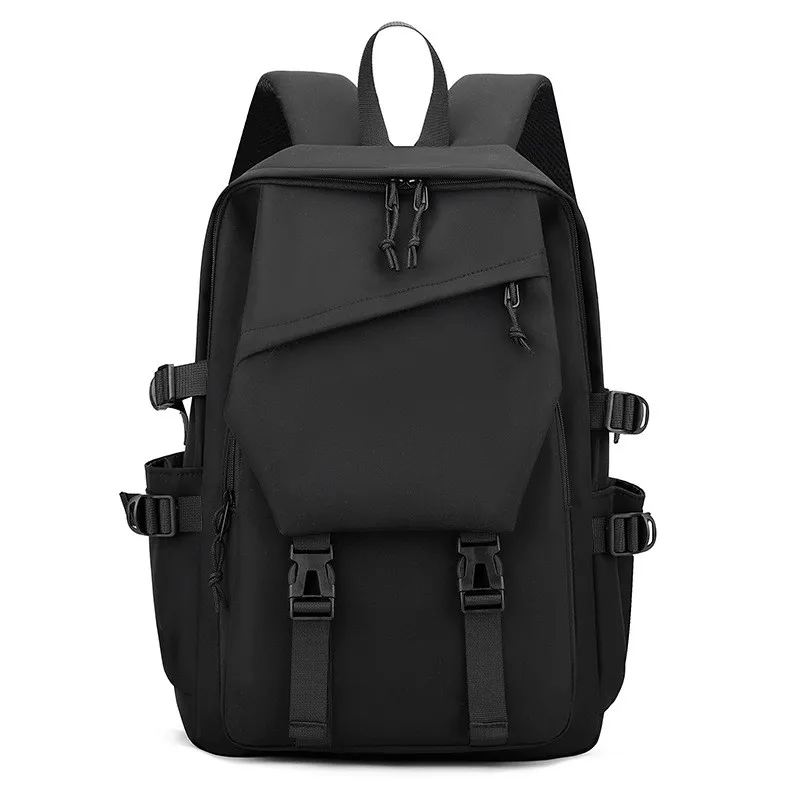 Una mochila de poliéster de 15 pulgadas impermeable de Color sólido Simple para hombres mochila de ordenador para estudiantes de pareja de moda