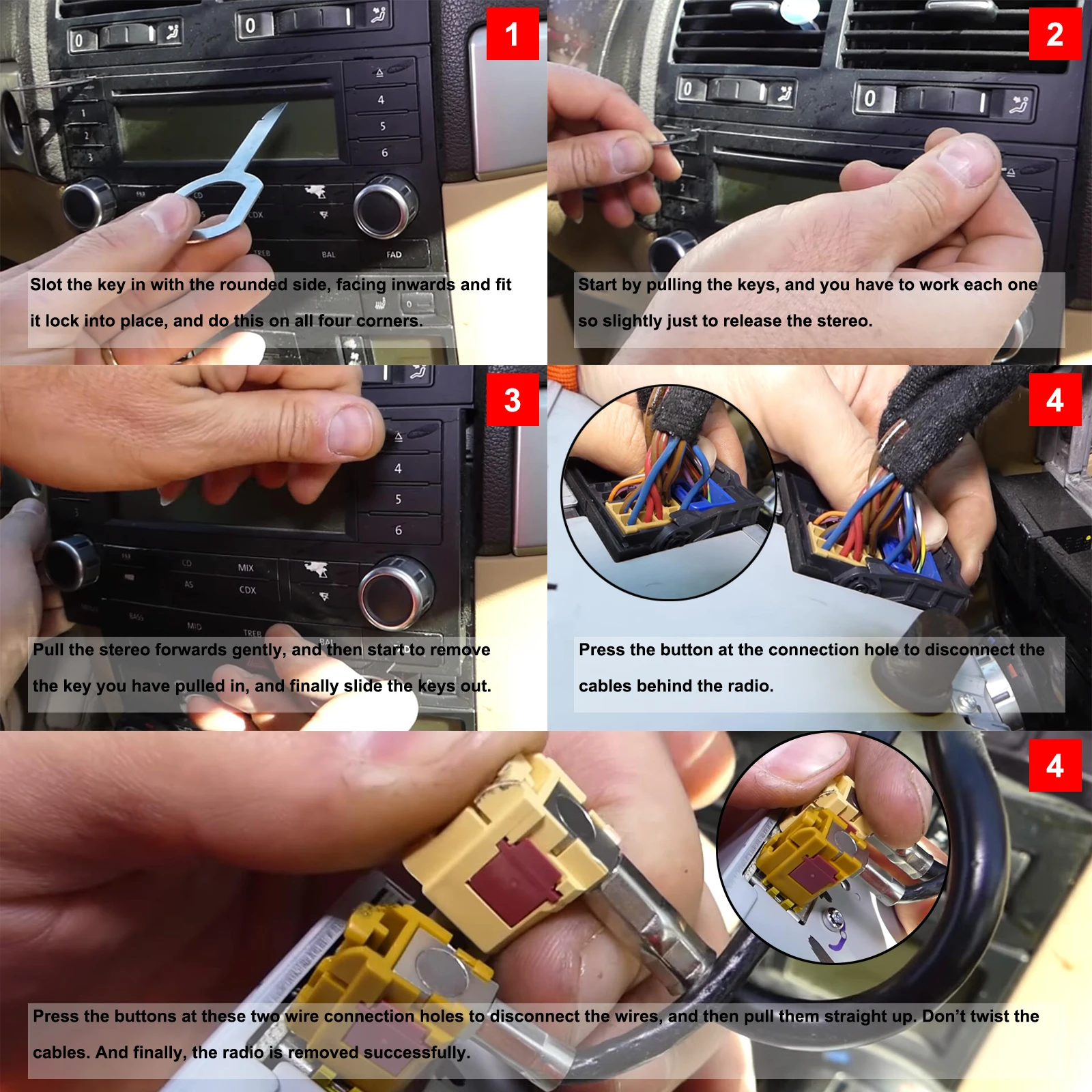 Teclas de extracción de Radio estéreo de coche, herramienta de CD para Audi A4, A3, B6, B8, VW Passat B5, B7, Skoda Octavia A7, A5