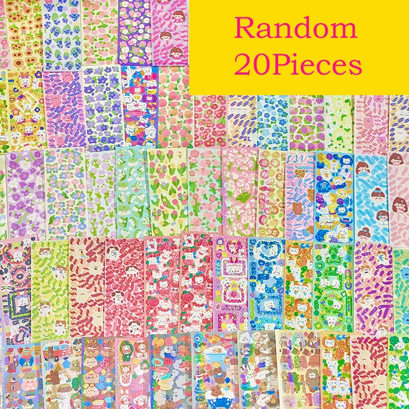Journamm 20/50/100pcs Kawaii เกาหลีสติกเกอร์กันน้ํา PET DIY Goo การ์ดตกแต่ง Scrapbooking เด็ก Collage เลเซอร์สติกเกอร์น่ารัก