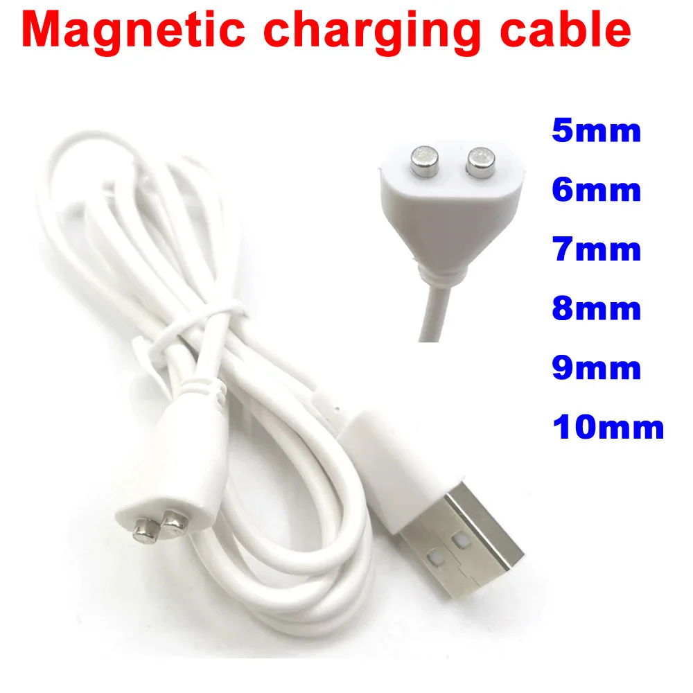 Cable de carga magnético espaciado central 2P 5mm 6/7/8/9/10mm imán Suctio cargador de energía USB para instrumento de belleza dispositivo inteligente