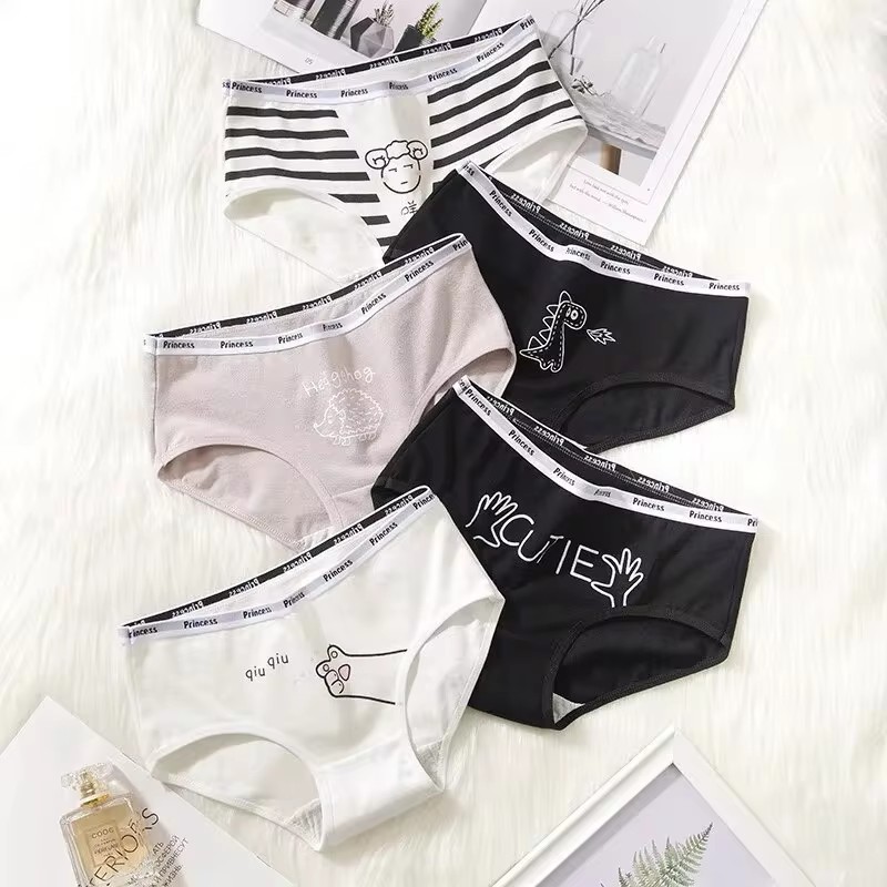 5 Pz/set Cotone Del Fumetto Mutandine Sveglie Delle Ragazze Biancheria Intima Corta Per Le Donne Delle Signore Pantys Femminile Accogliente Slip Lingerie Sexy M-XL