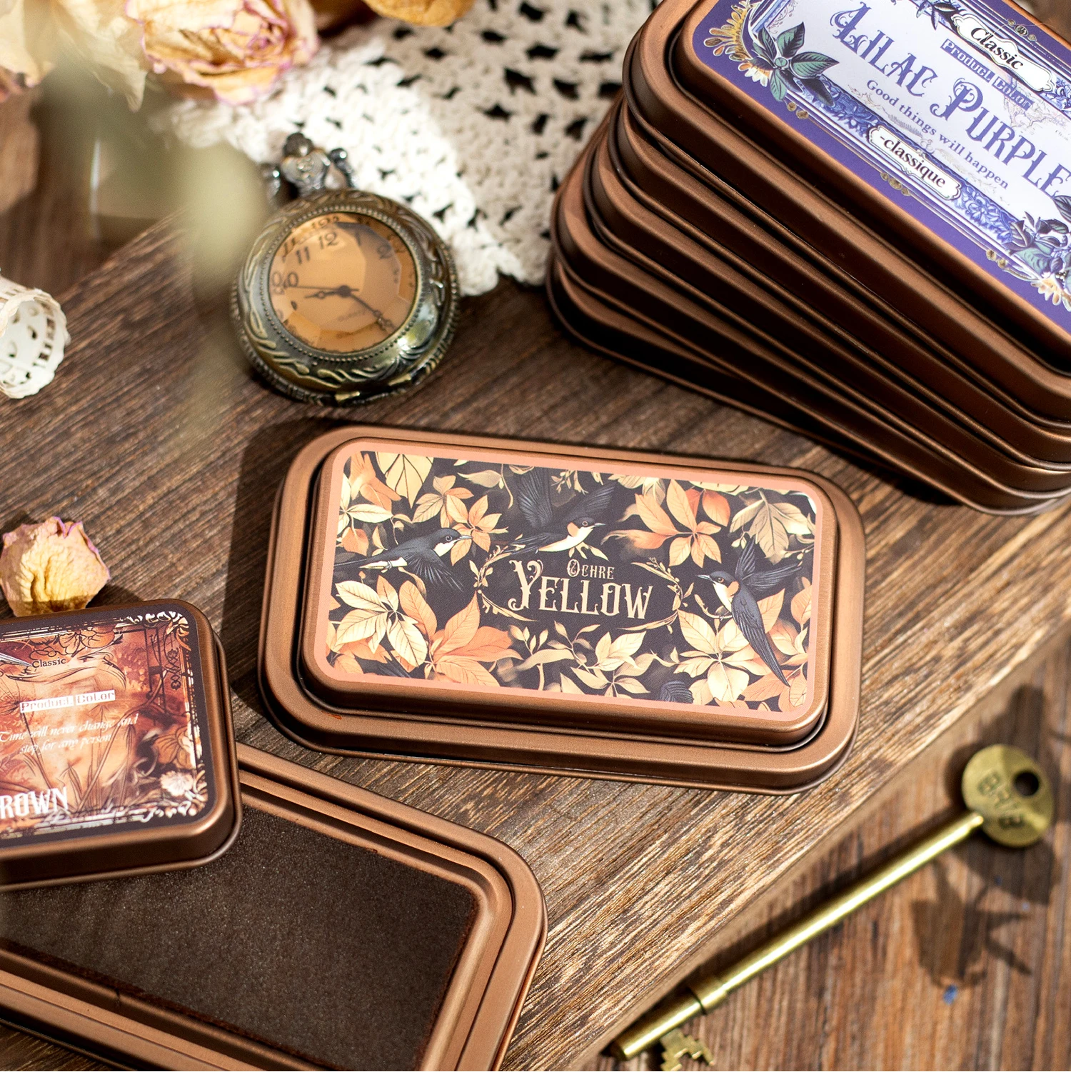 Retro Gothic หมึกสําหรับงานฝีมือ DIY Scrapbooking แผ่นหมึกยางแสตมป์ไม้กระดาษ Inkpads กระดาษตกแต่งเครื่องเขียนอุปกรณ์โรงเรียน
