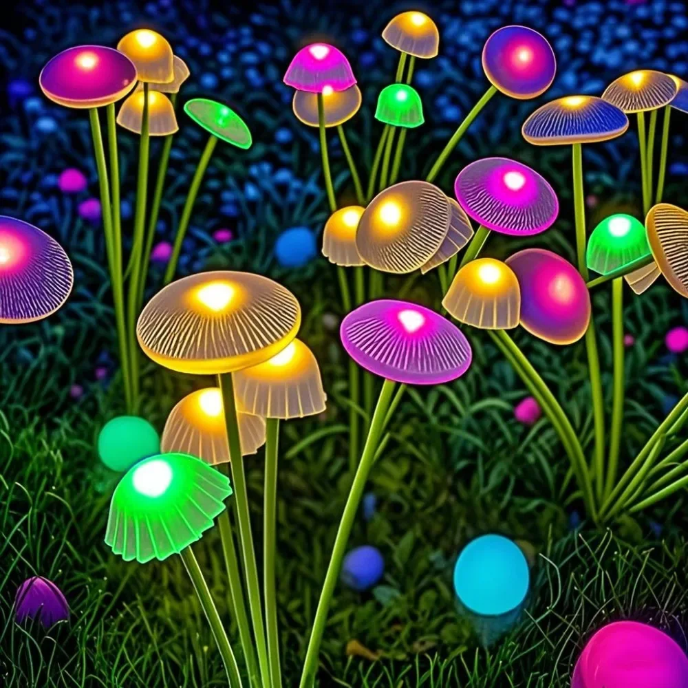 Luces solares de medusas de 6LED, luces de setas, enchufe de tierra Solar, luces de ambiente, decoración de jardín, luces de césped