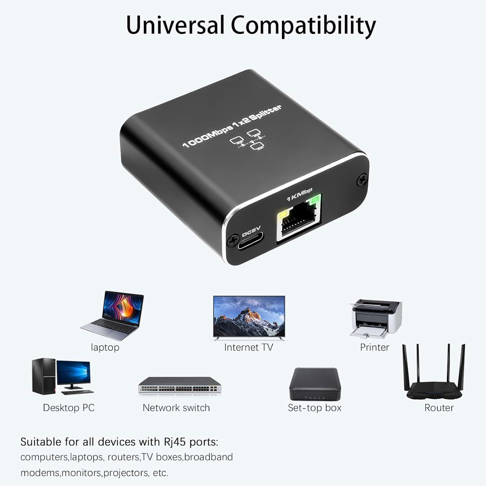 Gigabit ethernet switch rj45 divisor lan adaptador de extensão gigabit 1000mbps conector de rede 1to2 para pc portátil tv box roteador