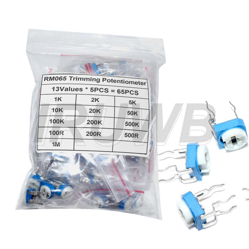65 Uds nuevo RM-065 RM065 WH06-2 Kit surtido de resistencias variables 13 tipos * 5 uds potenciómetro de recorte 100R-1M